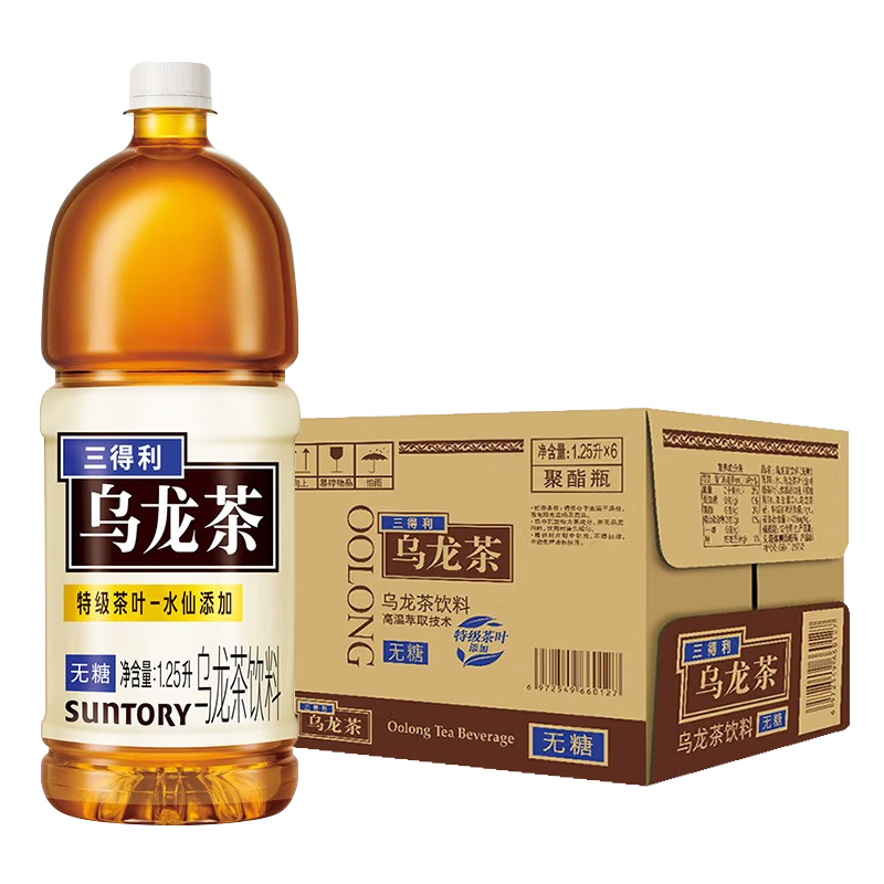 SUNTORY 三得利 乌龙茶饮料 0能量0脂 茶饮品 1.25L 6瓶