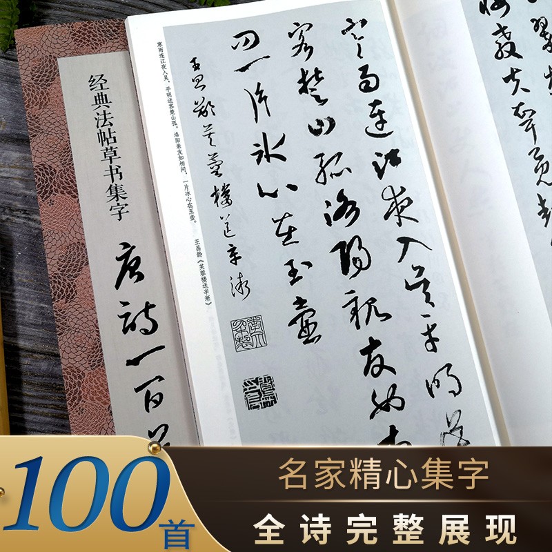 经典法帖草书集字唐诗一百首 收录孙过庭《书谱》王羲之《草诀歌》等名家草书碑帖古诗词毛笔书法正版图书籍浙江人民美术出版社图书籍