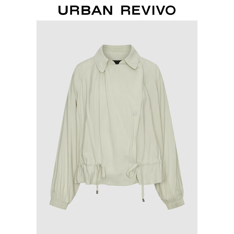 UR2025秋季新款女装休闲翻领斜门襟抽绳超宽松外套UWH150096