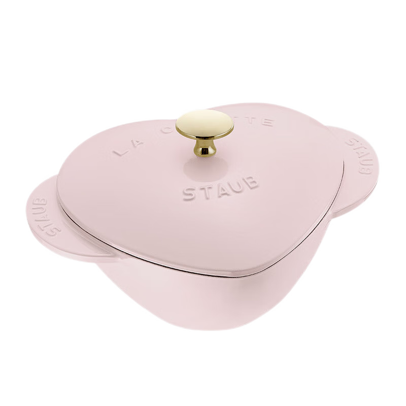 琺寶（staub）法國(guó)進(jìn)口琺瑯鑄鐵鍋平底雙耳煲湯鍋燉鍋炒鍋煲仔飯電磁爐通用 心形鍋慕斯玫瑰 20cm