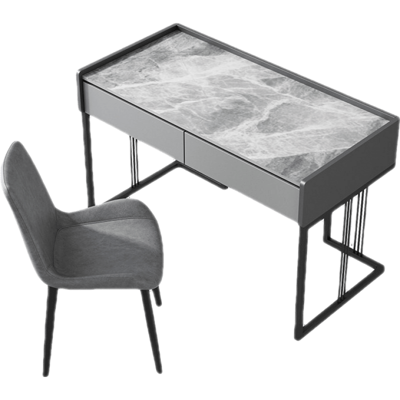 初岛 北欧岩板电脑桌书桌写字桌家用办公卧室简约轻奢现代小户型带抽屉 单桌意大利灰【80*50*75】