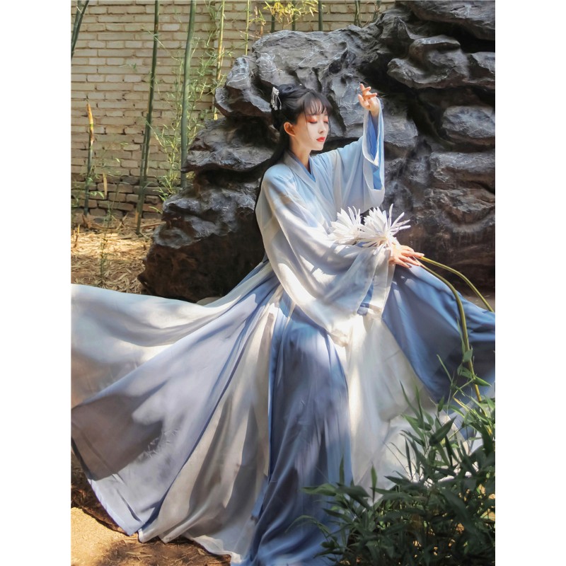 汉服女版重回汉尚汉唐华莲花溪子改良古风中国风汉服晋制破裙交领齐腰
