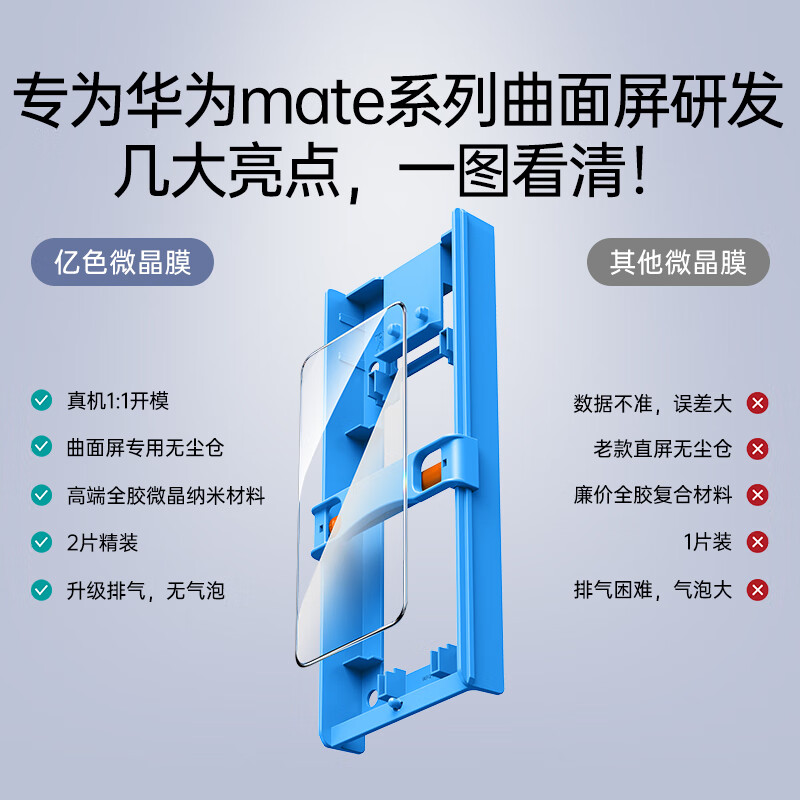 亿色【3D热弯】适用华为mate70pro/+/优享版钢化膜全胶rs手机膜防窥高清镜头膜全屏覆盖贴膜防摔抗指纹 Mate70Pro/+/优享版/RS【微晶膜2片装 【收藏加购丨贴坏包赔】