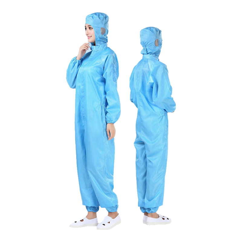 久臻【當/次日達】91013 防塵防靜電服凈化服潔凈服 車間潔凈連體防護服 藍色 XL175