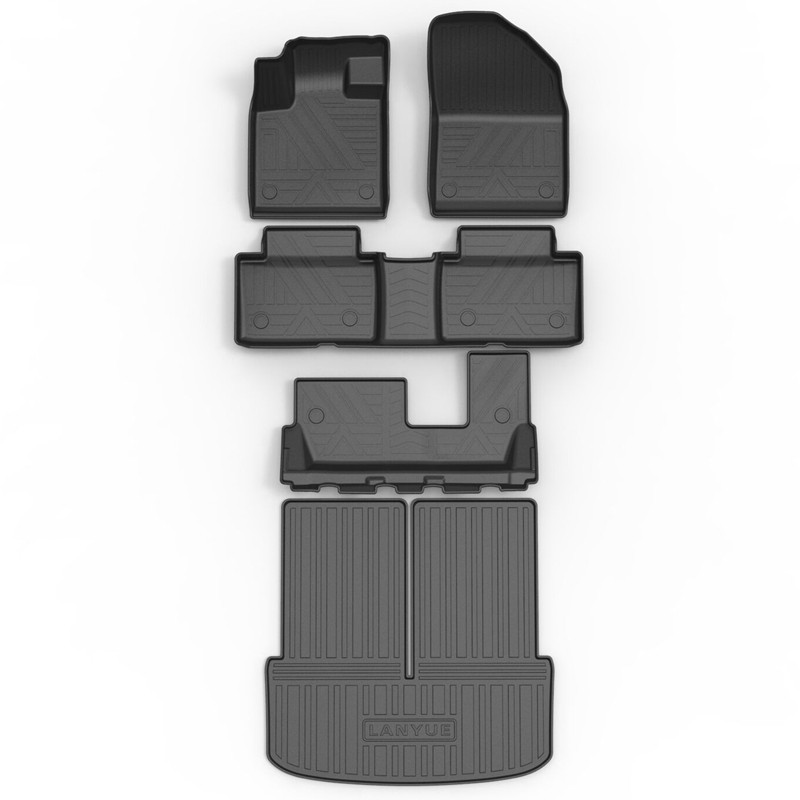 适用于星途揽月脚垫EXEED VX星途揽月TPE脚垫星途揽月后备箱垫星途揽月专用TPE橡胶TPE脚垫 黑色 星途揽月七座脚垫