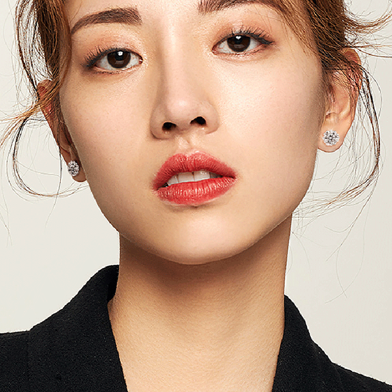 洛希曼耳钉女镶钻高级感耳环气质耳饰耳坠生日礼物送女朋友老婆【证书】 豪华礼盒+一克拉莫桑钻耳钉