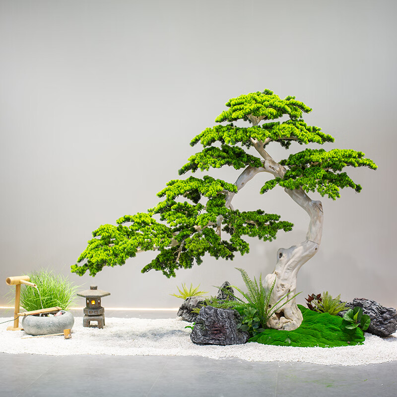 九叶草迎客松仿真树大型假树新中式造景室内外松树酒店橱窗装饰摆件绿植 定制造型尺寸联系客服 京东折扣/优惠券