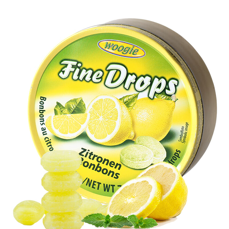 woogie 柠檬味 德国进口糖果 水果糖零食硬糖喜糖婚庆铁盒装年货 柠檬