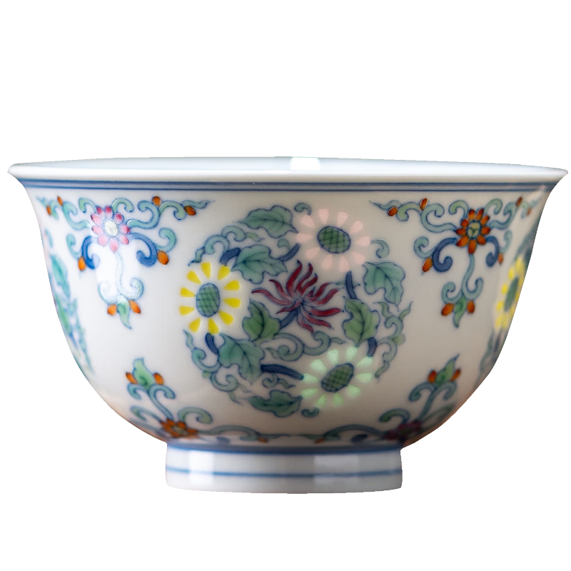 景德鎮(zhèn)陶瓷家用中式功夫茶杯手繪菊花玲瓏品茗喝茶主人杯高檔收藏禮盒裝 手繪斗彩團菊品茗杯