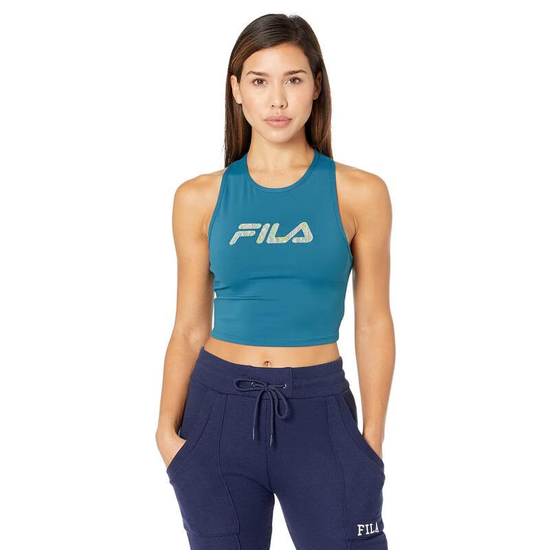 斐乐(fila)时尚运动t恤女款speed up crop无袖上衣修身百搭短款舒适