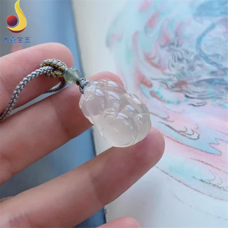 杰嘉宝玉原创高冰玛瑙貔貅吊坠皮休玉坠小巧精致玉坠男女款礼物带证书