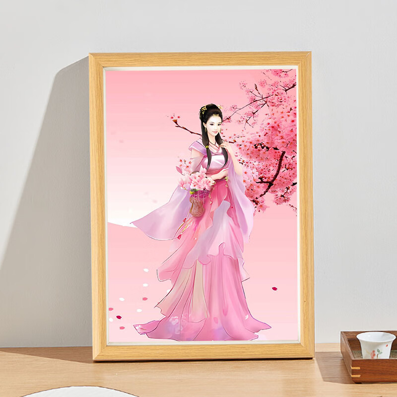 花神桃花娘娘画像摆台桃花仙子相框挂画爱情桃花运装饰画可摆可挂