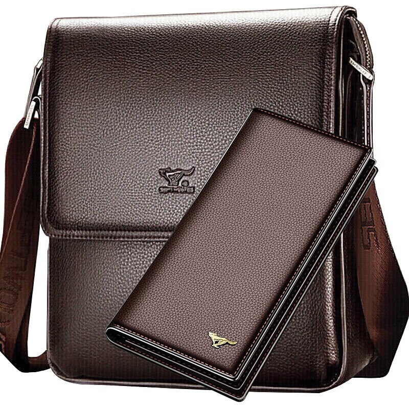 公文包头层牛皮商务休闲斜挎包父亲生日七夕礼物送男友 精品男包组合