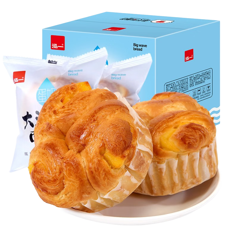 泓一  大波浪手撕面包整箱早餐零食休闲食品 大波浪面包2箱共800g约14袋