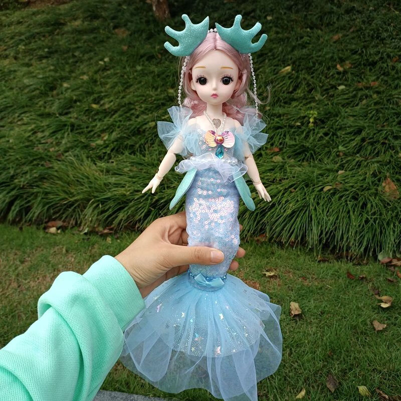 30厘米音乐公主美人鱼洋娃娃 娃娃女孩儿童节日礼物批发 蓝 30厘米