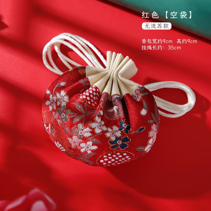 药婶 | 首饰袋织绣荷包小香包锦囊端午香囊新款日式金丝百折袋 红色