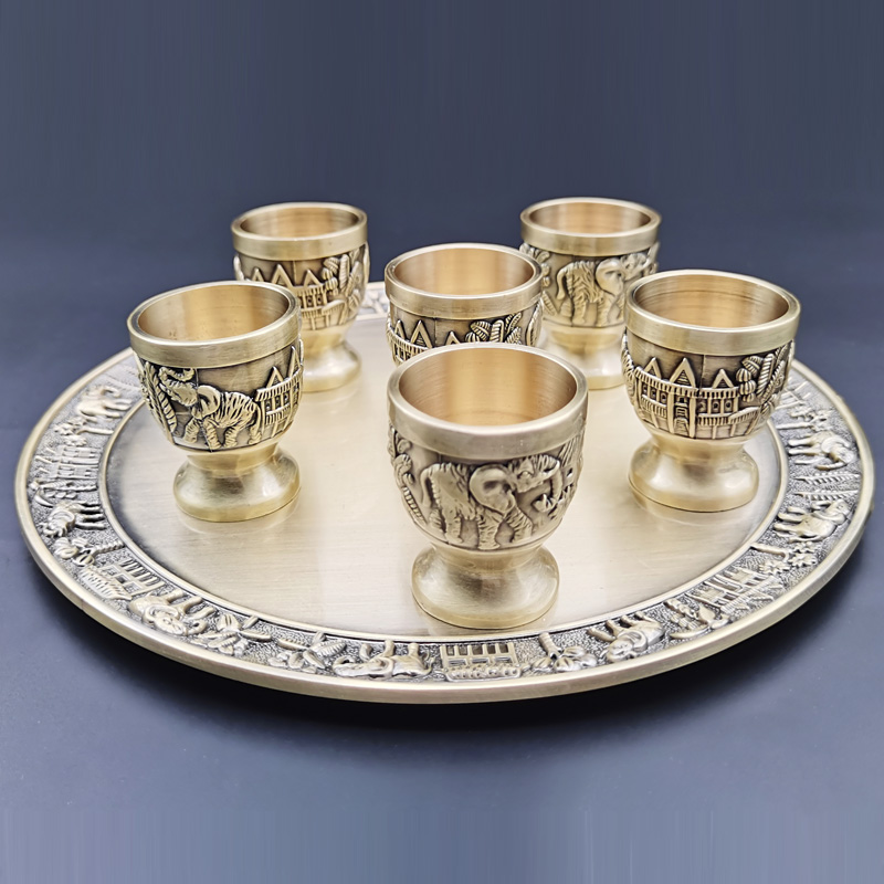 途贺(tohap) 仿古铜酒杯古代觞杯酒樽锡器一口杯迷你小酒杯轻奢白酒