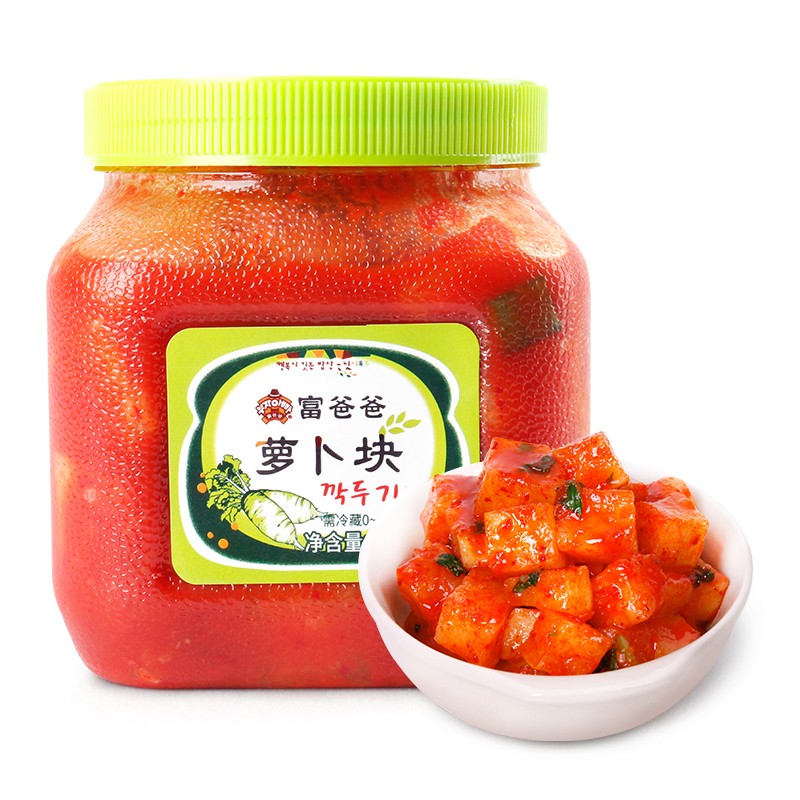 富爸爸韩式泡菜萝卜块750g瓶装 韩国风味酸辣下饭 朝鲜族酱菜