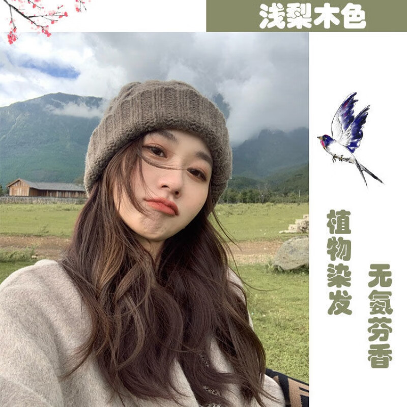 奶茶灰棕色染发剂2021流行色显白蓝黑茶色自己在家染发膏女2盒装 梨木