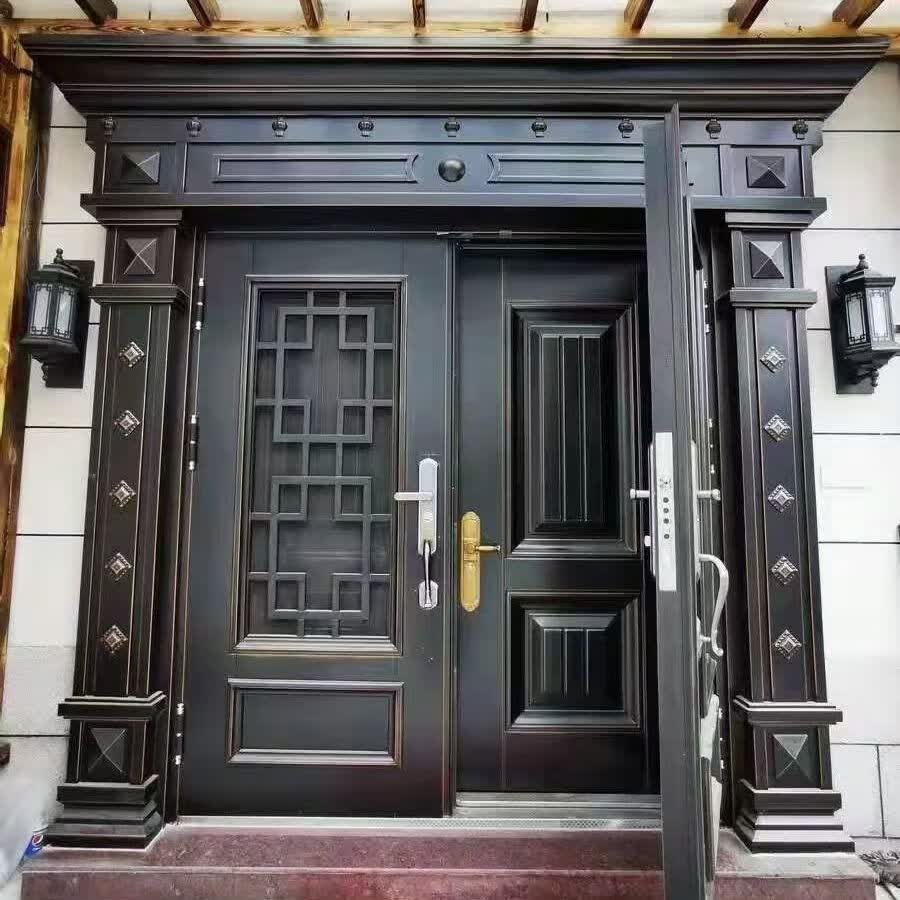 德骊嘉大门农村双开门自建房防蚊入户门进户门四开锌合金别墅堂屋豪华