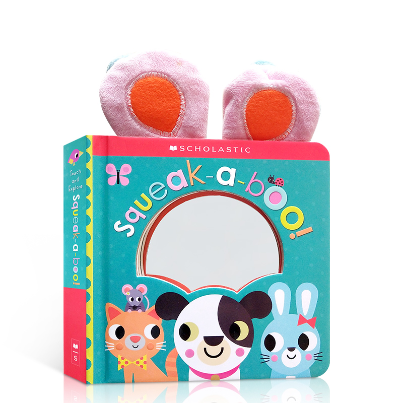 预订英文原版 squeak a boo 吱吱声 幼儿早教学习探索接触动手能力