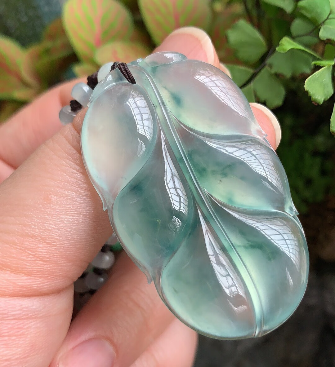 宝钰(k&k)缅甸翡翠冰种底色飘花金枝玉树叶挂件证书sn1906