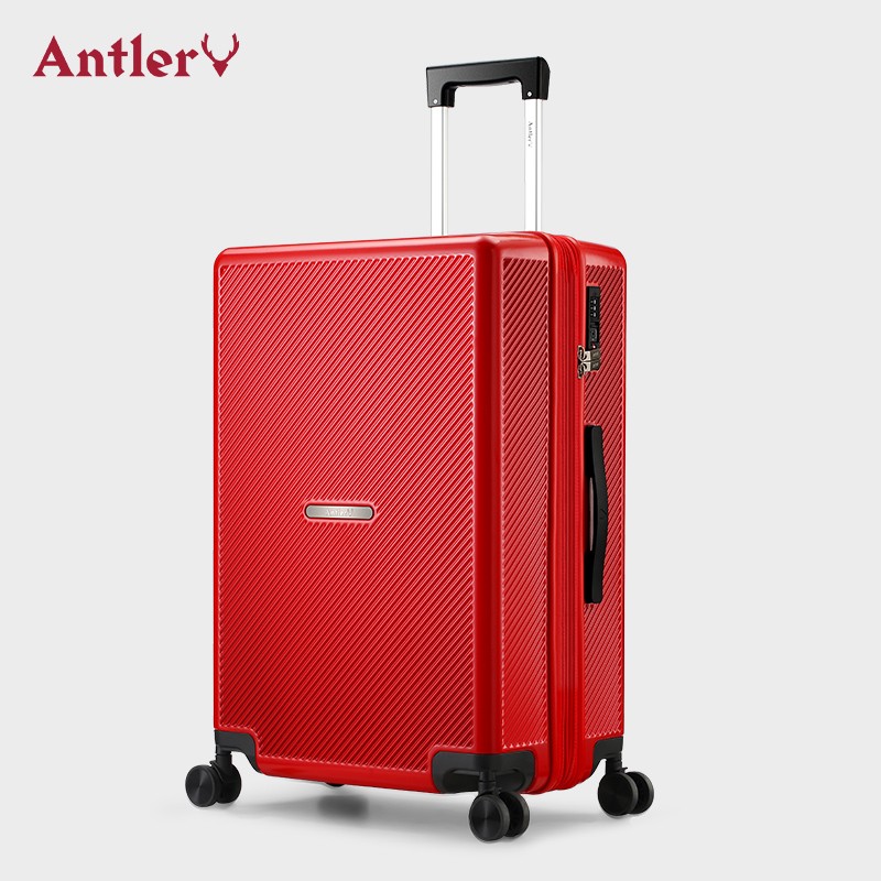 安特丽Antler 行李箱女可登机拉杆箱 超轻旅游旅行箱万向轮密码箱皮箱 玫瑰红 24英寸