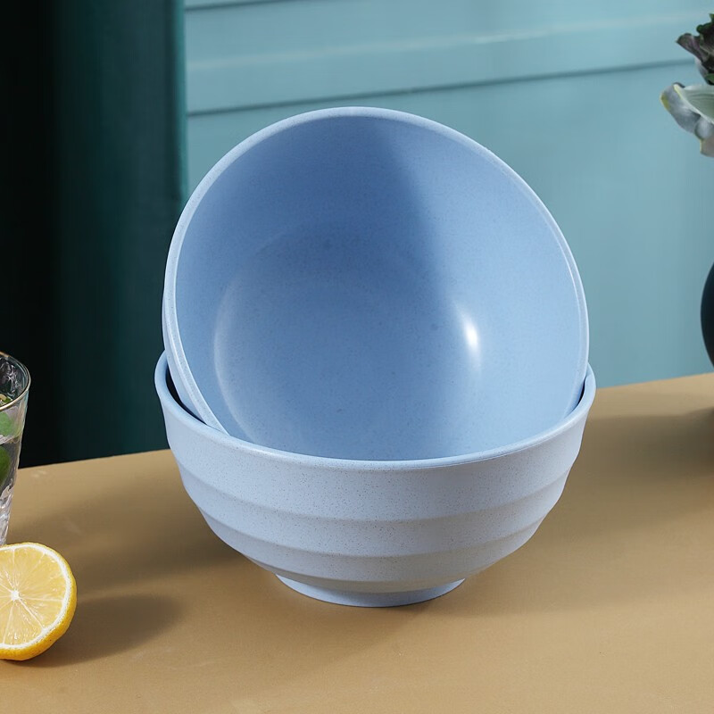 巧居巧具特大号饭碗泡面碗汤碗沙拉碗微波炉碗面条碗单个大碗 两个装【蓝色】