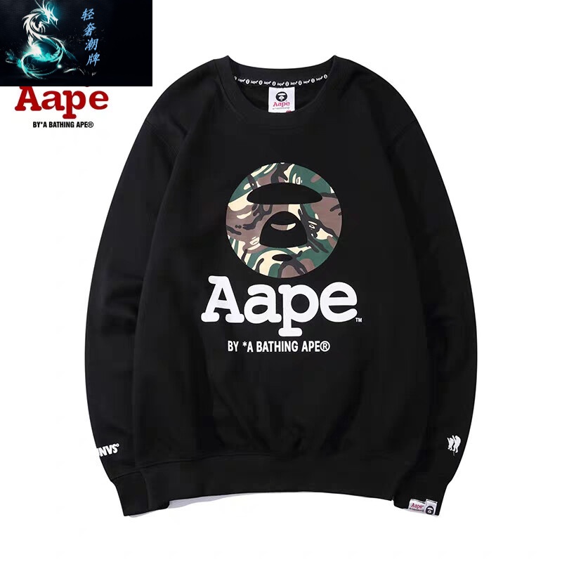 bape潮牌aape潮牌秋冬圆领印花套头卫衣经典款纯棉休闲长袖男女情侣装