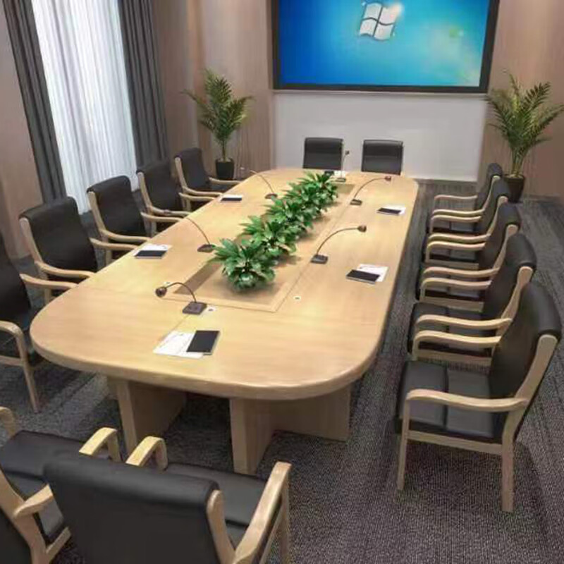 大型员工培训桌长条桌会议室桌椅组合家具 2400*2000*750mm颜色可定制
