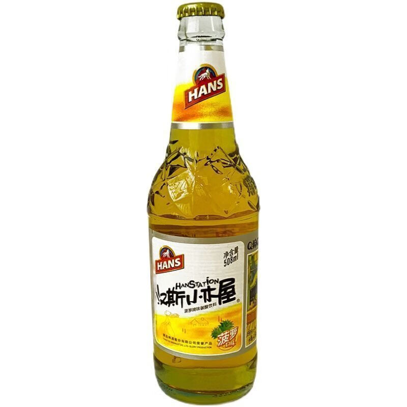 特产果啤菠萝味508ml瓶装饮料果味碳酸饮料 508ml 12瓶 汉斯小木屋*