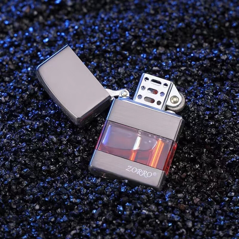创京懿选佐罗透明可视油仓煤油打火机个性机械长待机摇臂七夕送男友