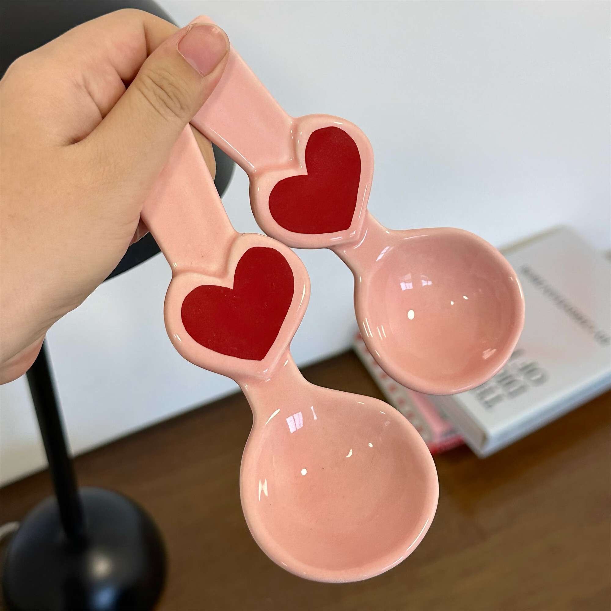 勺韩风ins高颜值可爱小熊爱心少女心勺子调羹儿童饭勺甜 爱心勺子两只