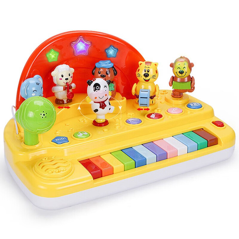 谷雨儿童玩具电子琴欢乐舞台琴带麦克风多功能唱歌跳舞音乐婴儿宝宝礼物 8629 谷雨欢乐舞台琴