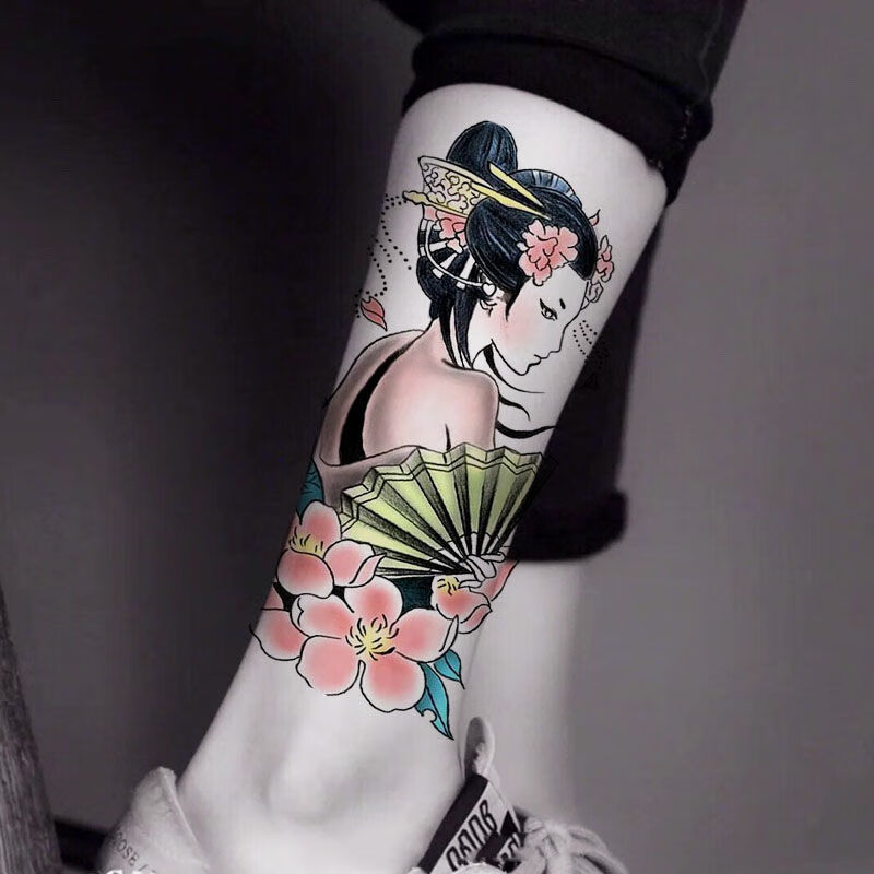 vieruodis虞姬艺美女花旦戏子纹身贴男女防水花腿花臂仿真彩绘纹身贴