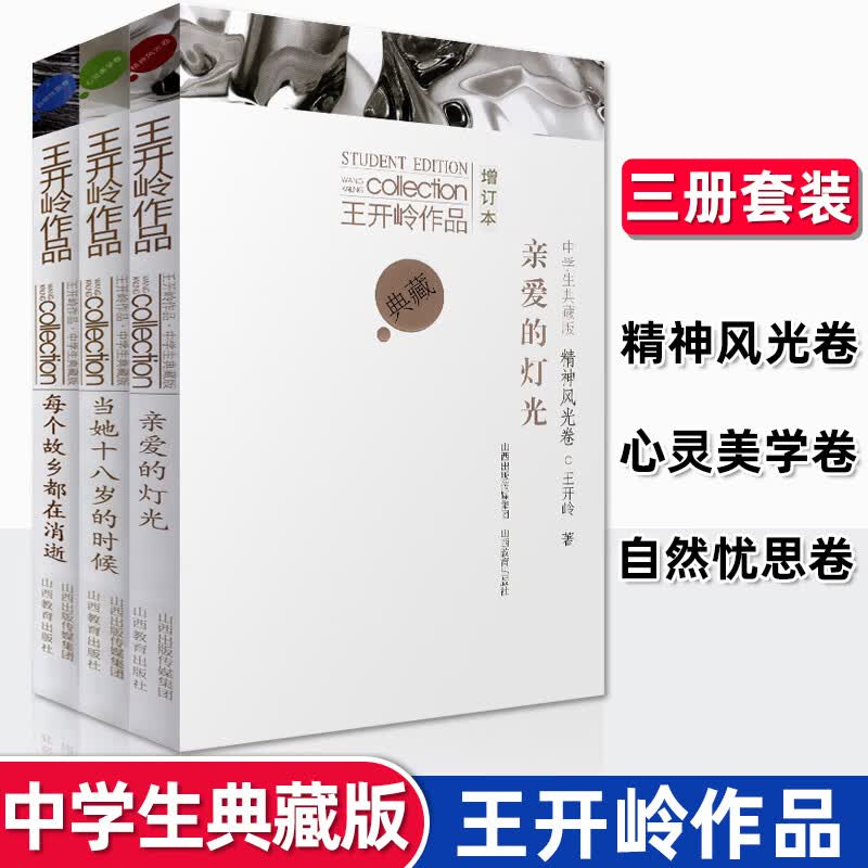 王开岭作品中学生典藏版全3册亲爱的灯光当她十八岁的时候每个故乡都在消逝 增订本全套3册
