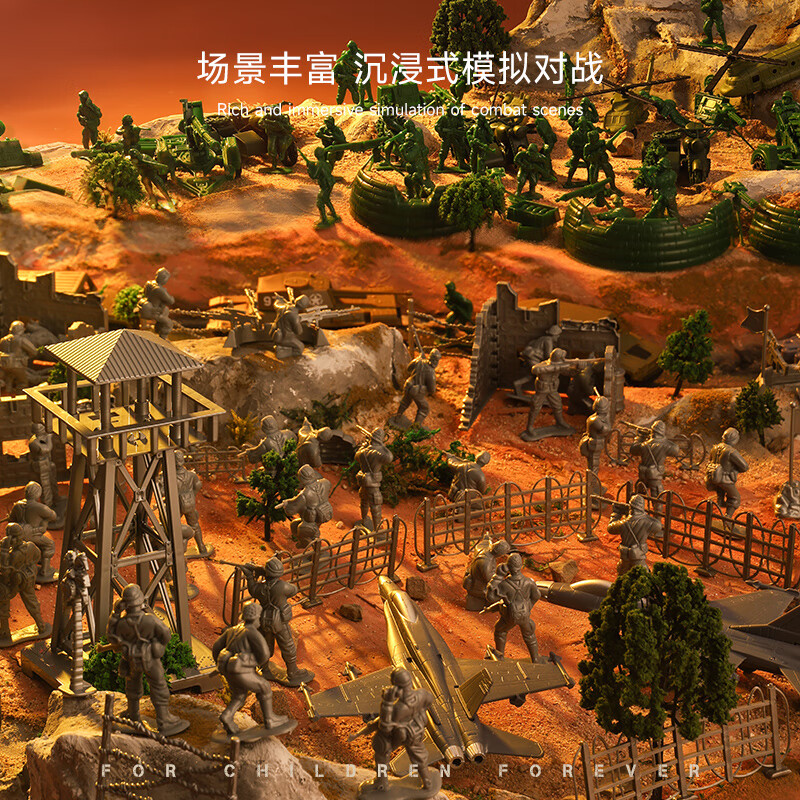 mobee兵人套装海陆空军事模型玩具男孩阵地沙盘小士兵对战儿童生日礼物 火线穿越兵人礼盒;模拟打仗 大收纳空投装 附军事地图 直升机航母潜水艇驱逐舰坦克战斗机