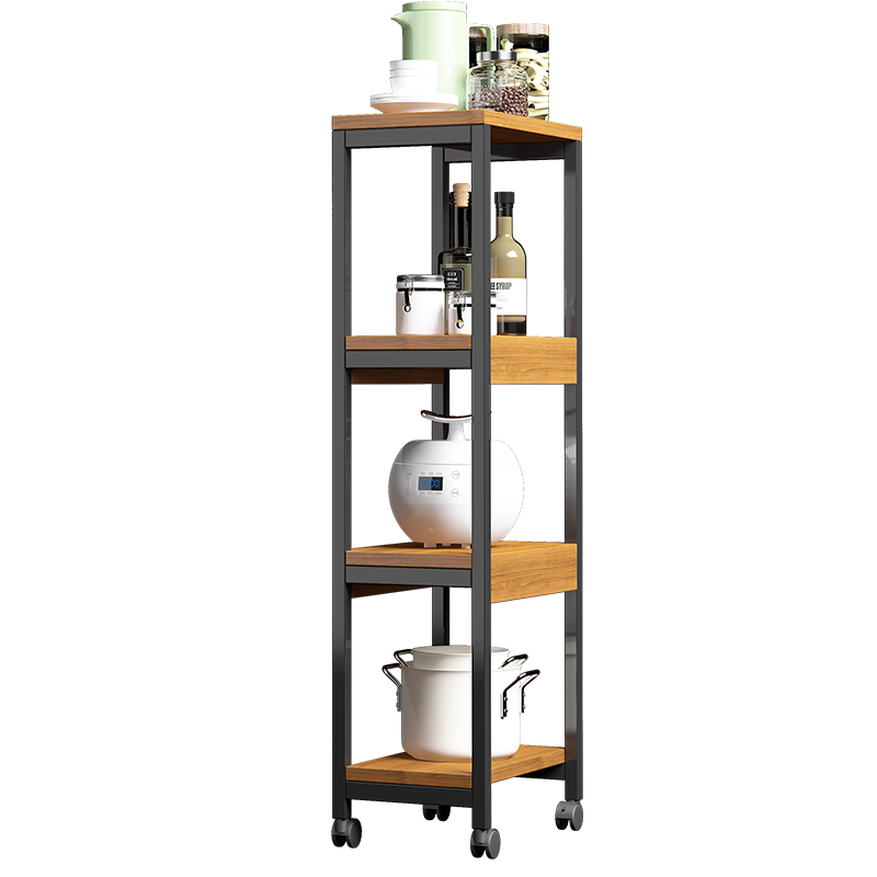 家乐铭品 厨房置物架落地多层储物架带轮子家用杂物蔬菜锅架窄冰箱夹缝架子23cm宽可移动缝隙收纳架 ZW714