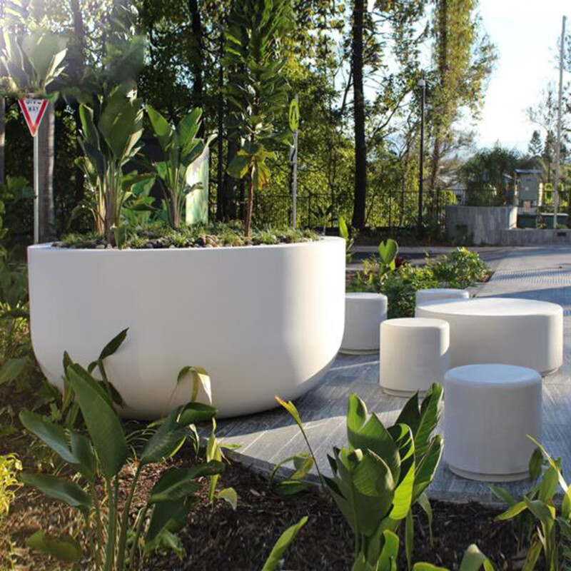 纤丰奇玻璃钢圆形落地大花钵种植商场商业街花坛售楼部户外花池 a款