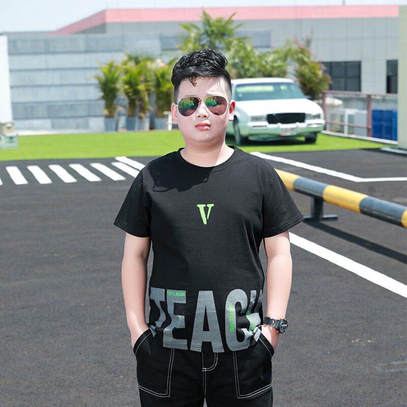 金宠胖童装男童加肥加大t恤夏装小胖墩胖童短袖男2024上衣中大童9