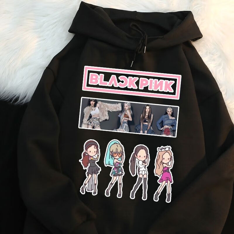 pink卫衣blackpink同·款周边衣服女长袖卫衣粉丝团金智妮li 黑色19