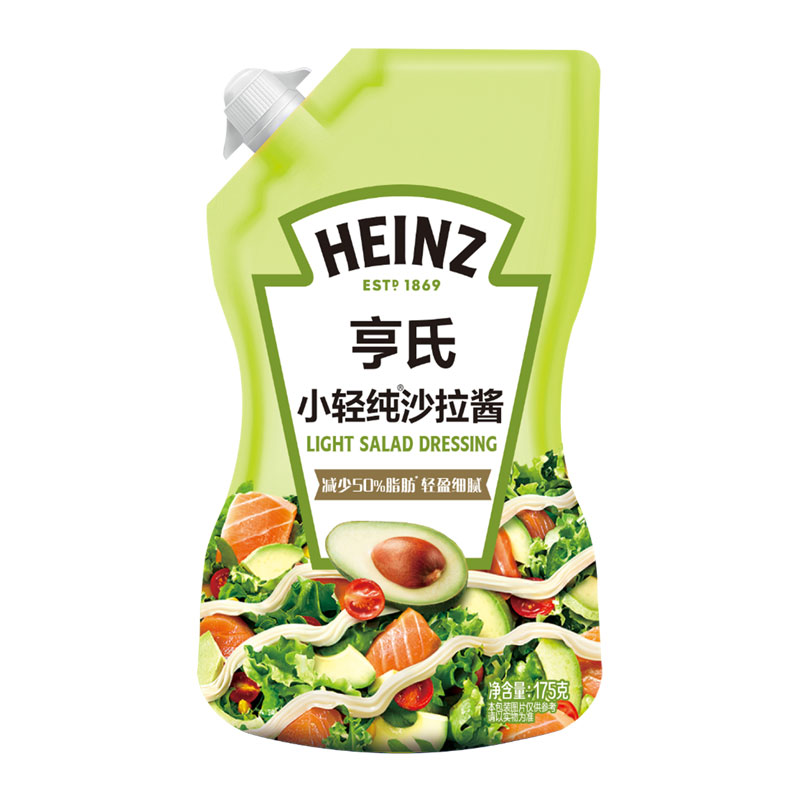 亨氏(Heinz) 沙拉酱 小轻纯沙拉酱 脂肪减半 蔬菜水果沙拉寿司酱 175g 卡夫亨氏出品