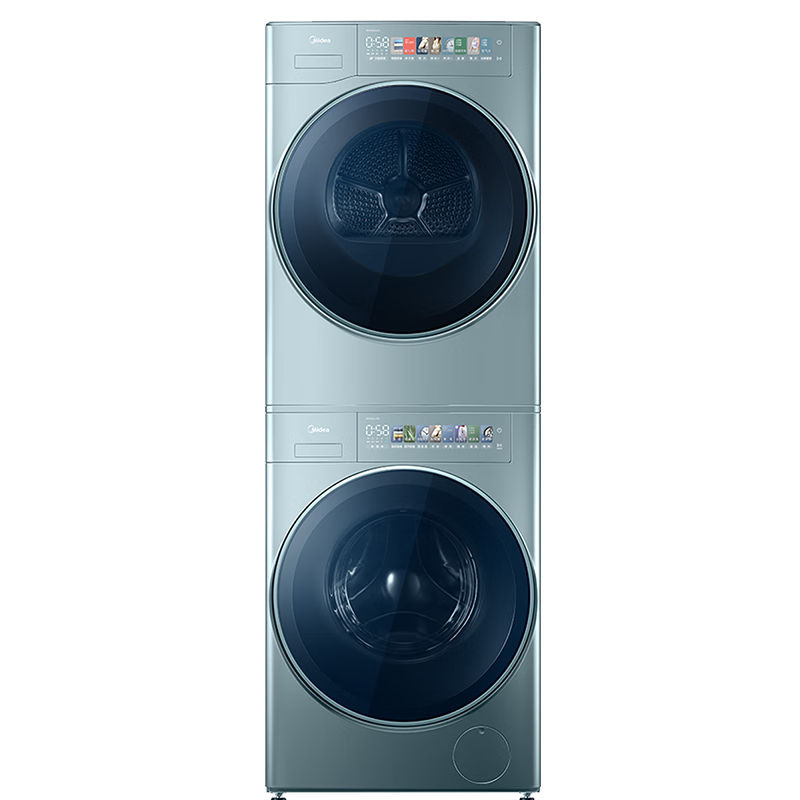 美的（Midea）洗烘套装 10KG滚筒洗衣机全自动+热泵烘干机 超薄大筒径 草本元气棒【元气轻氧】MG100LAIR+IAIR3