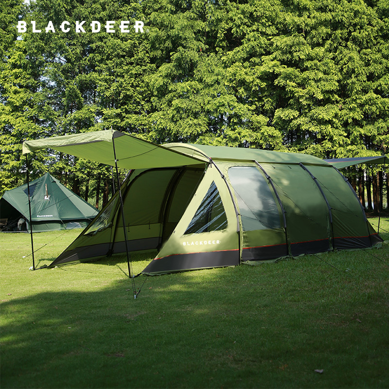 blackdeer黑鹿隧道帐篷加厚双层防暴雨两室一厅大型露营帐篷 时空