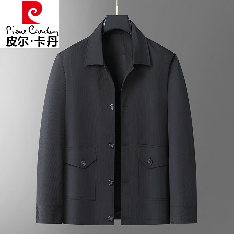 皮尔卡丹(pierre cardin)大码翻领复古中山服男士中老