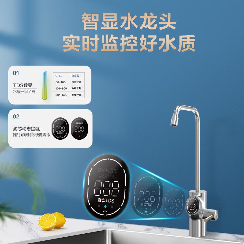 美的（ Midea）初见白泽600G升级版 智能家电 家用除菌厨下式净水机长效RO反渗透净水器 MRO1782D-600G