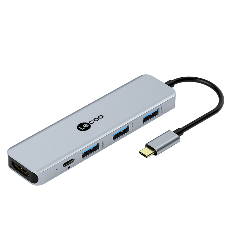 联想来酷 Type-C扩展坞通用苹果电脑华为USB-C转HDMI线转换4K投屏分线器转接头PD充电拓展坞五合一LKC1303H