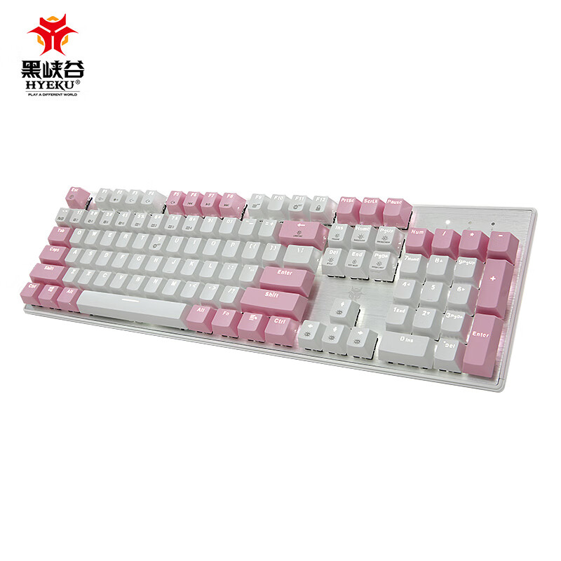 黑峡谷（Hyeku）GK715机械键盘有线游戏电竞104键客制化热插拔轴体凯华BOX轴 粉白 白光 红轴