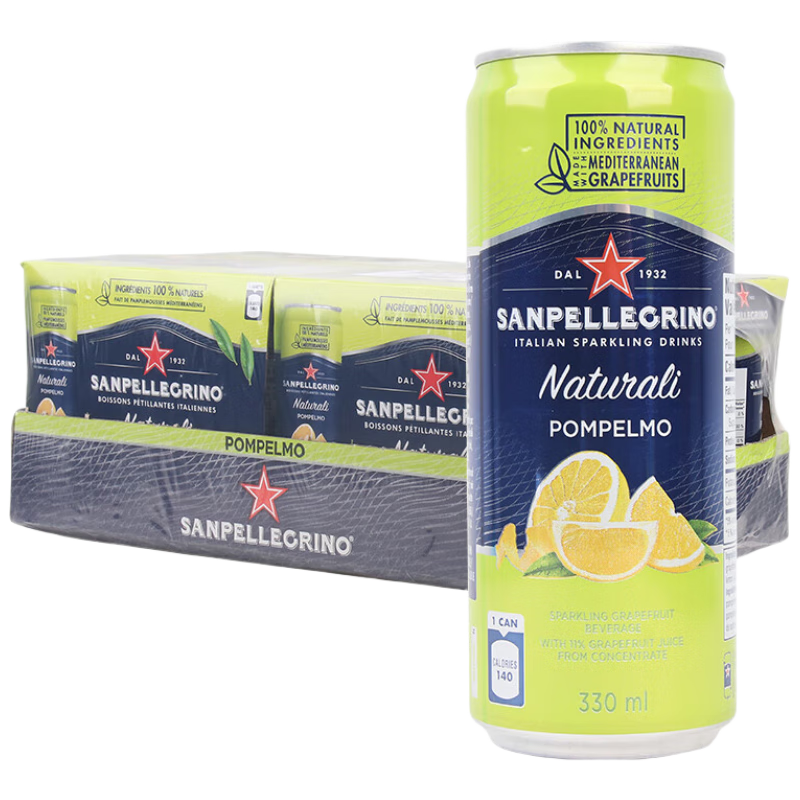 圣培露（S.Pellegrino）意大利原裝進(jìn)口飲料 含氣西柚檸檬果汁飲料330ml*24罐