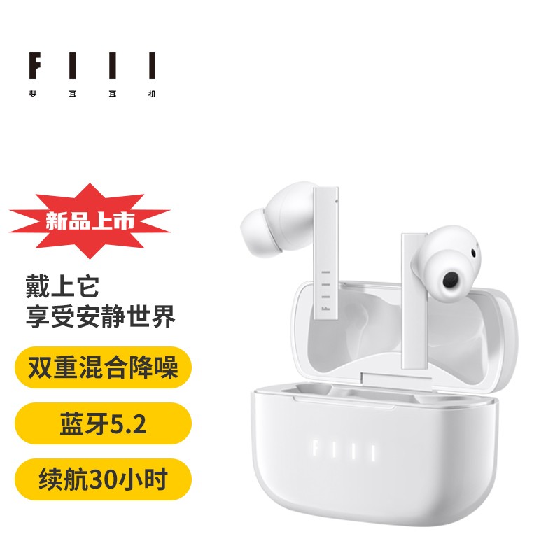 FIIL CC Pro主动降噪真无线蓝牙耳机苹果华为小米手机通用 陶瓷白